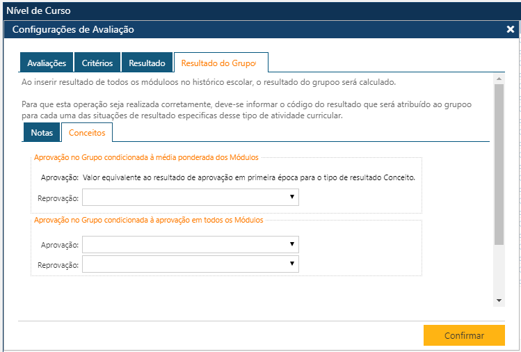 AW-Tabela-Curriculo-Nível de Curso - Cofigura Avaliação - Resultado no Grupo-Conceito.PNG