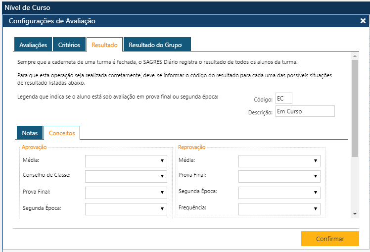 AW-Tabela-Curriculo-Nível de Curso - Cofigura Avaliação - Resultado-Conceito.PNG