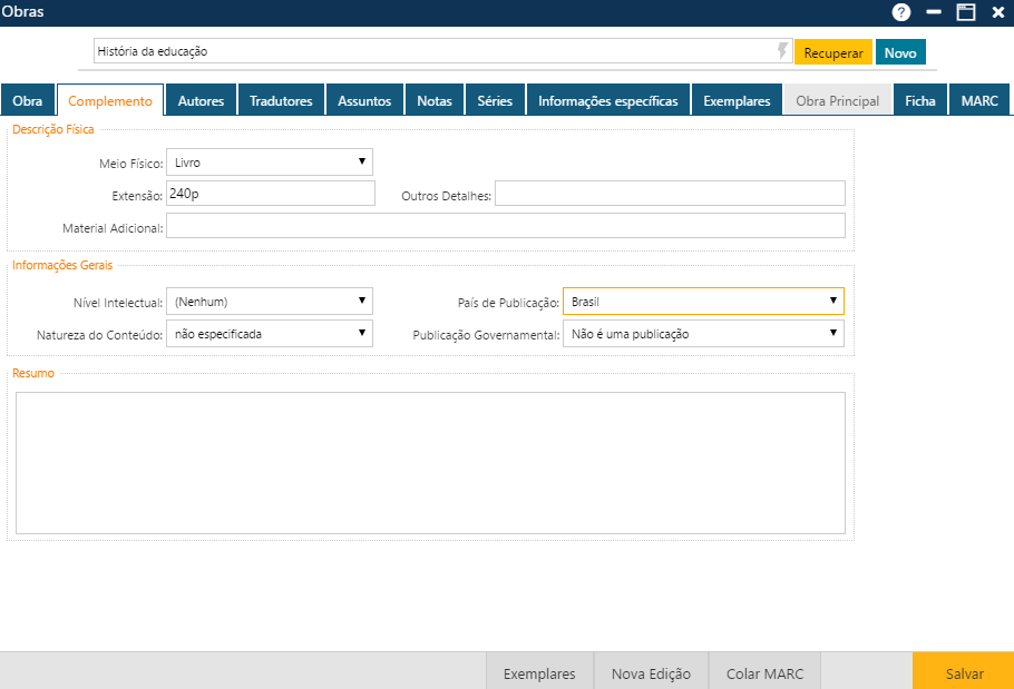 Interface Catalogação-Obras- Pasta Complemento.png