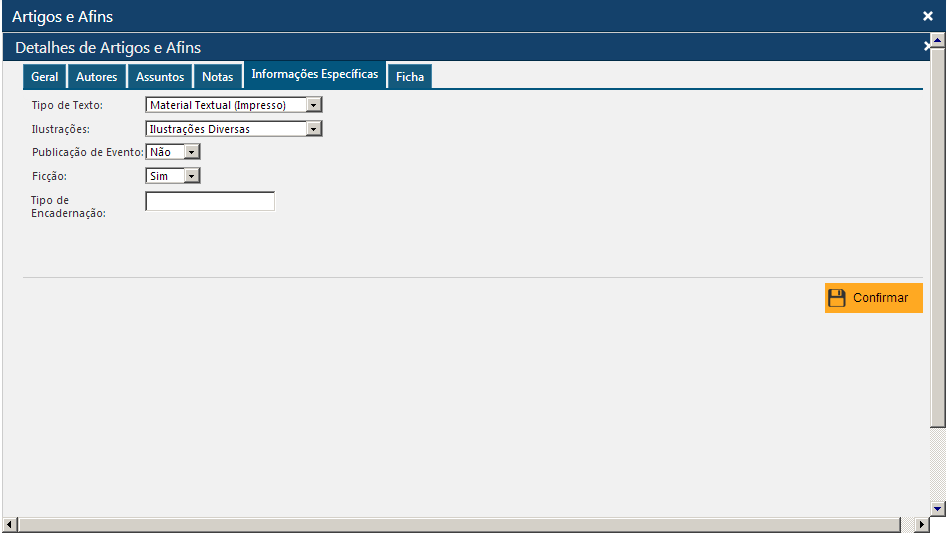Interface de Artigos e afins Pasta Informações Específicas Livro-texto.png