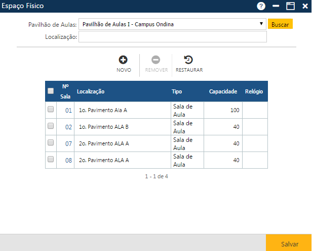 AW-Secretário-Tabela-Planejamento-Espaço Físico-Lista de salas do Pavilhão selecionado.png